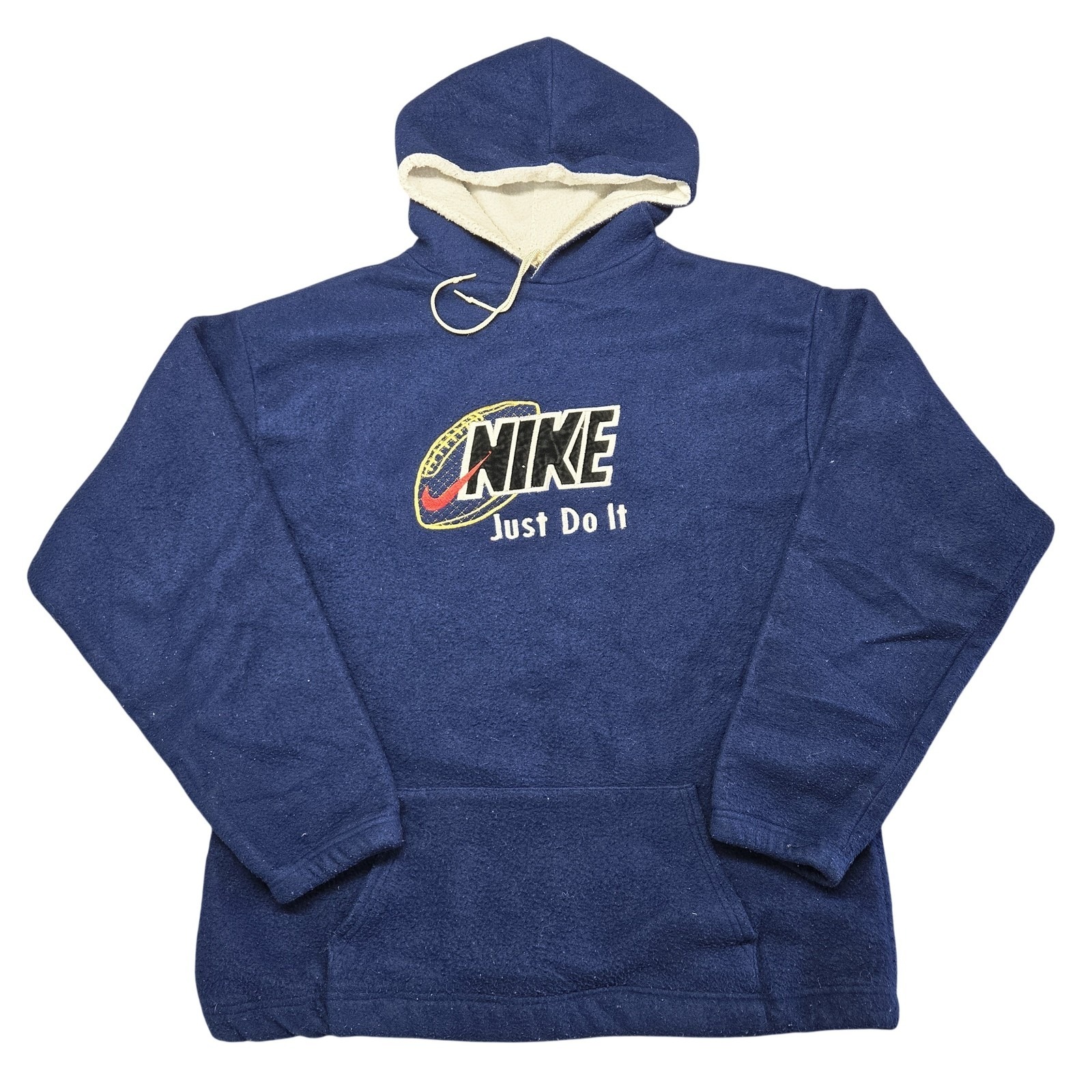 Nike Hoodie Mens Xl Blue Pullover Heavyweight Fleece Lined Pockets Embroidered